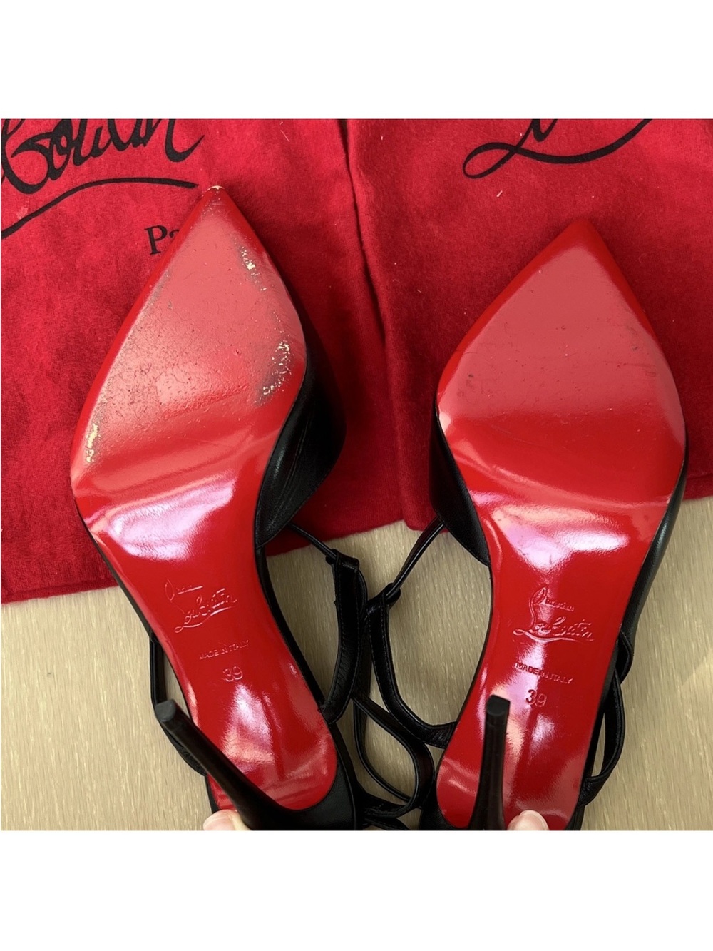 Christian Louboutin Jenlove 100 Black Leather Ankle Strap Pumps EU 39 - Picture 9 of 10
